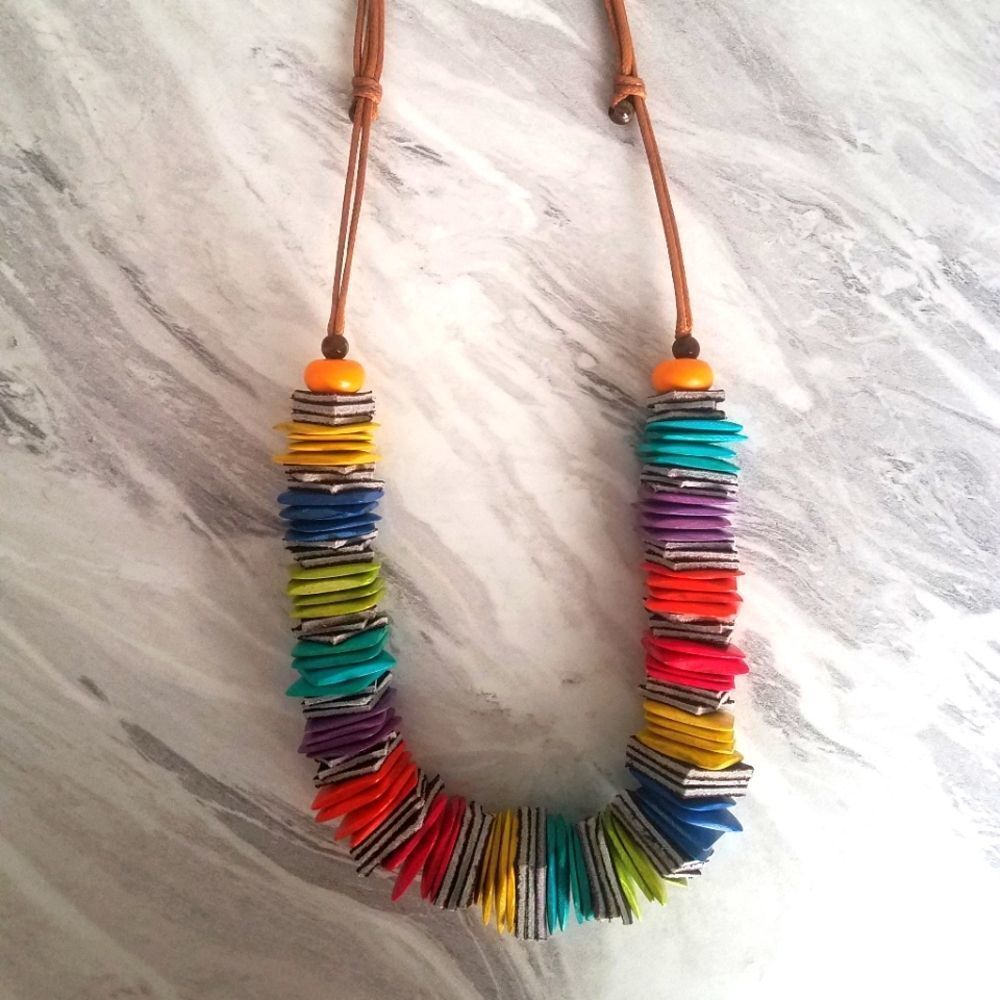 🌟Final Price | bundle of 2 wood-square block necklace | 13" inches